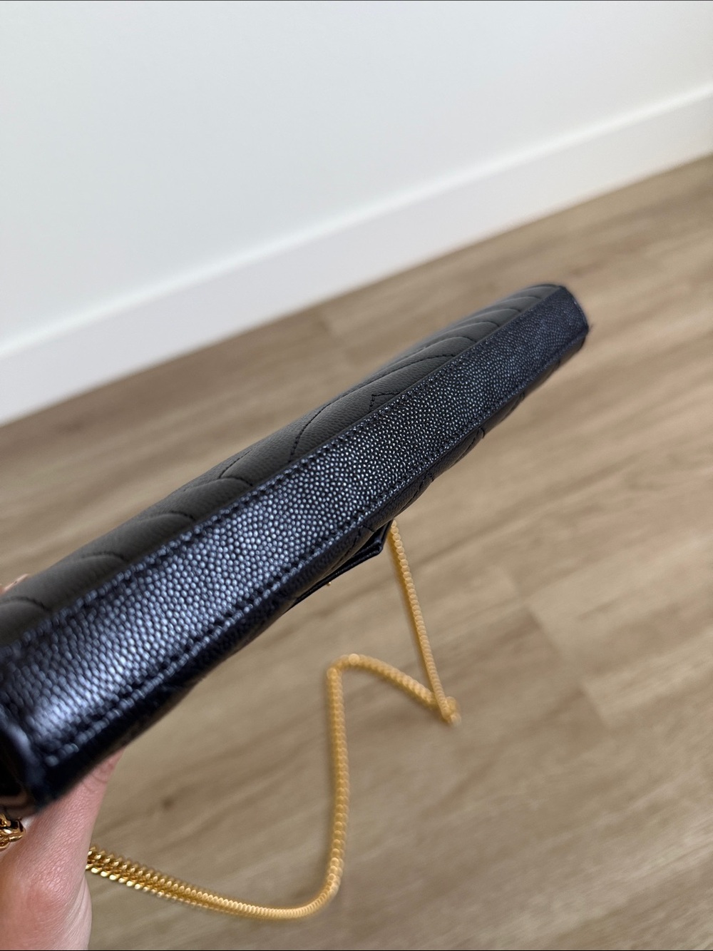 Saint Laurent Black Leather Quilted Chain Crossbody with Gold Logo - Picture 5 of 5